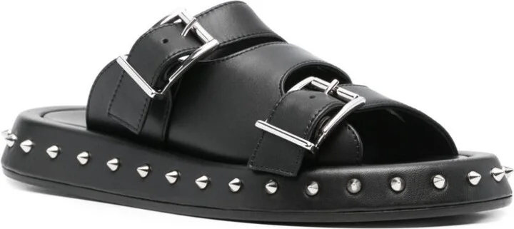 Buckled Leather Slides - Image 2