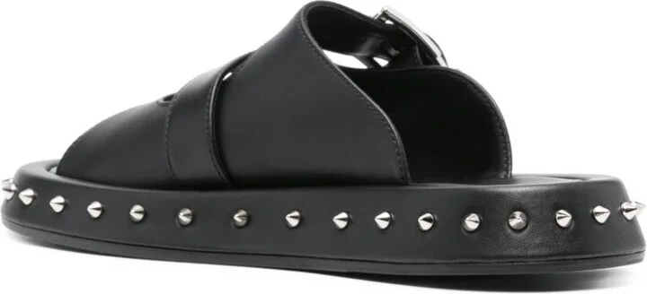 Buckled Leather Slides - Image 3