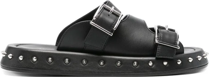 Buckled Leather Slides