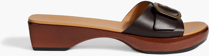 Buckled leather slides