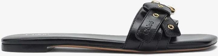 Buckled Leather Slides