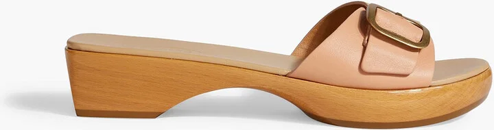 Buckled leather slides