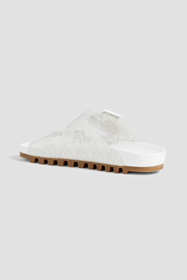 Buckled metallic crochet-knit and PVC sandals - Image 3