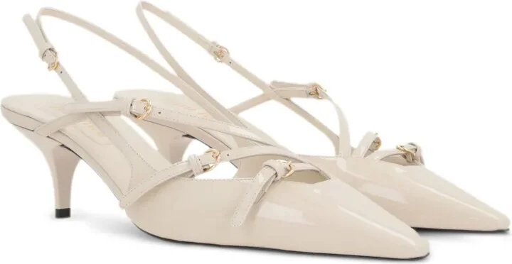 Buckled Patent Slingback Pumps - Image 2