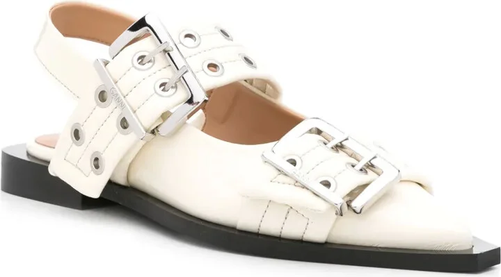 Buckled Pointed-Toe Ballerina Shoes - Image 2