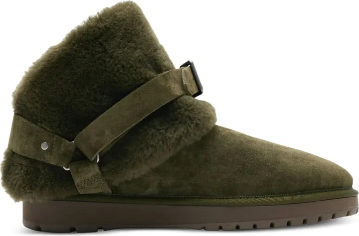 Buckled Shearling Ankle Boots