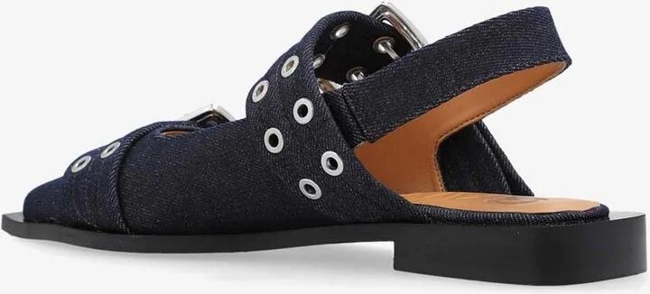 Buckled Slingback Denim Flats - Image 2