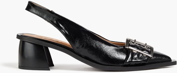 Buckled slingback pumps
