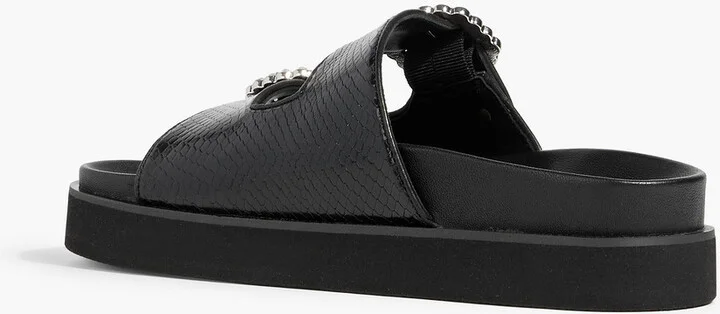 Buckled snake-effect leather sandals - Image 3