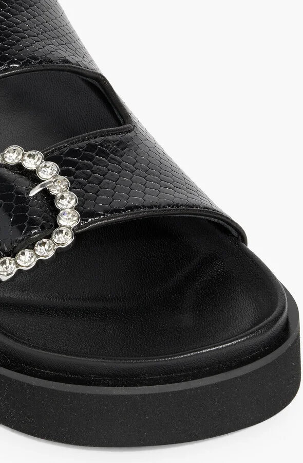 Buckled snake-effect leather sandals - Image 4