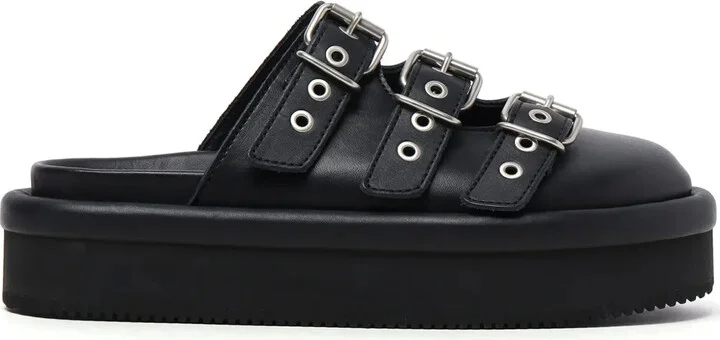 Buckled-Strap Mules