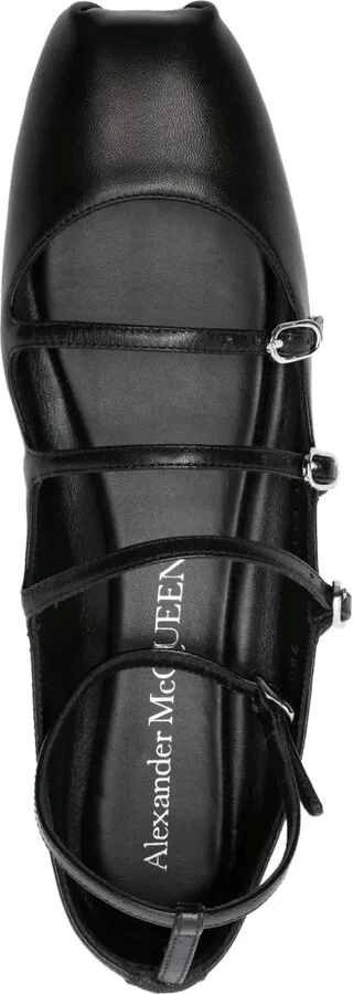 Buckled-Straps Leather Ballerina Shoes - Image 4