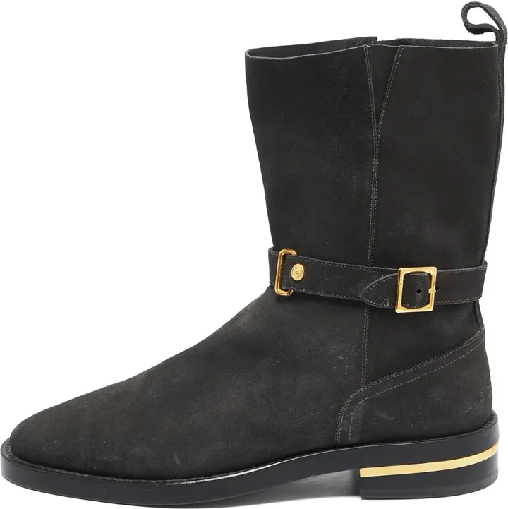 Buckled Suede Ankle Boots