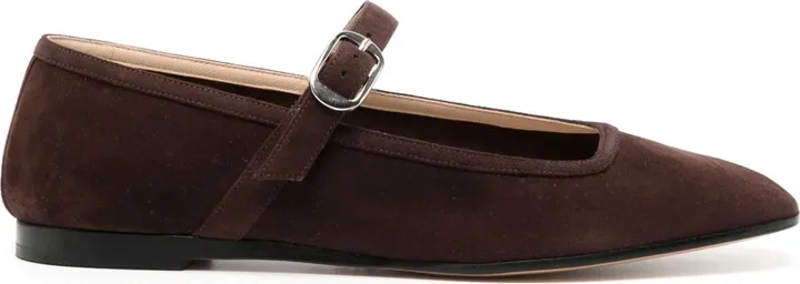 Buckled Suede Ballerina Shoes