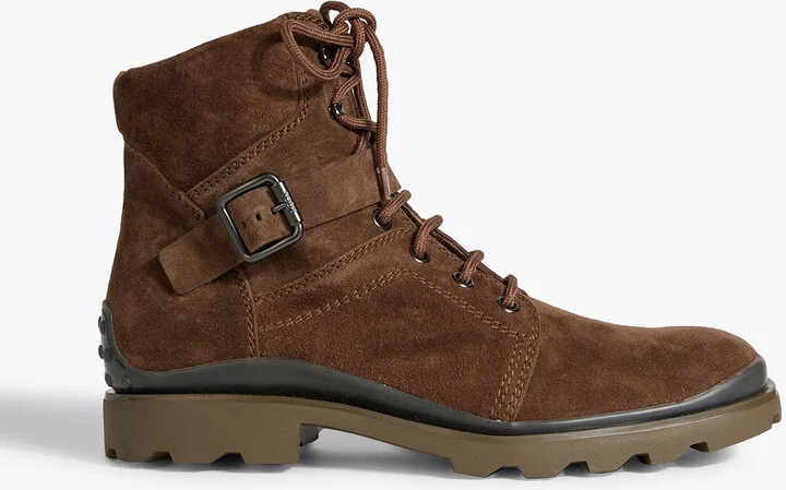 Buckled suede boots