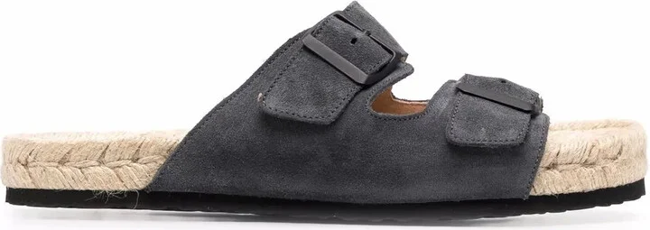 Buckled Suede Slides