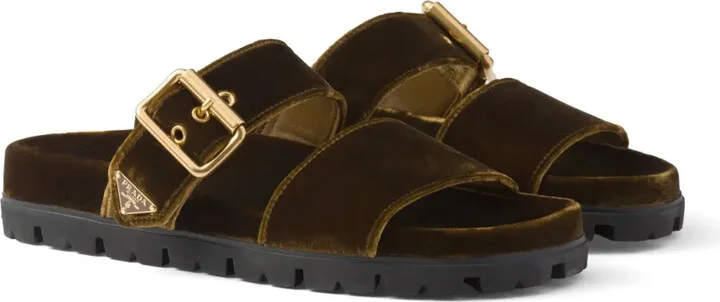 Buckled Velvet Sandals - Image 2