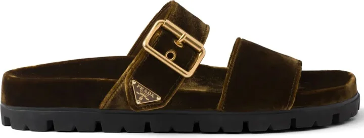 Buckled Velvet Sandals
