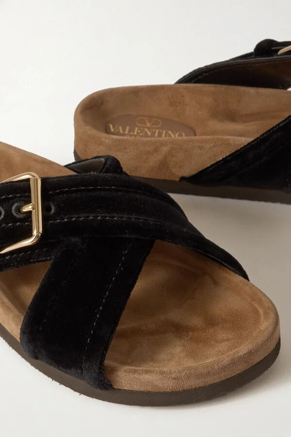 Buckled velvet slides - Image 4