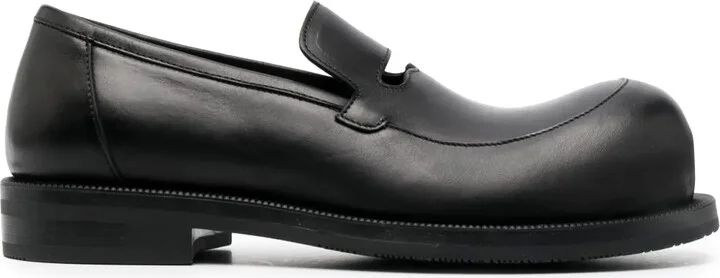 Bulb-Toe Leather Loafers