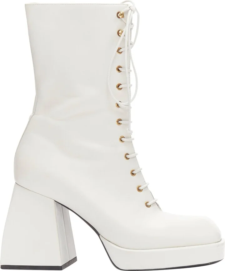 Bulla Candy leather chunky heels lace up boots