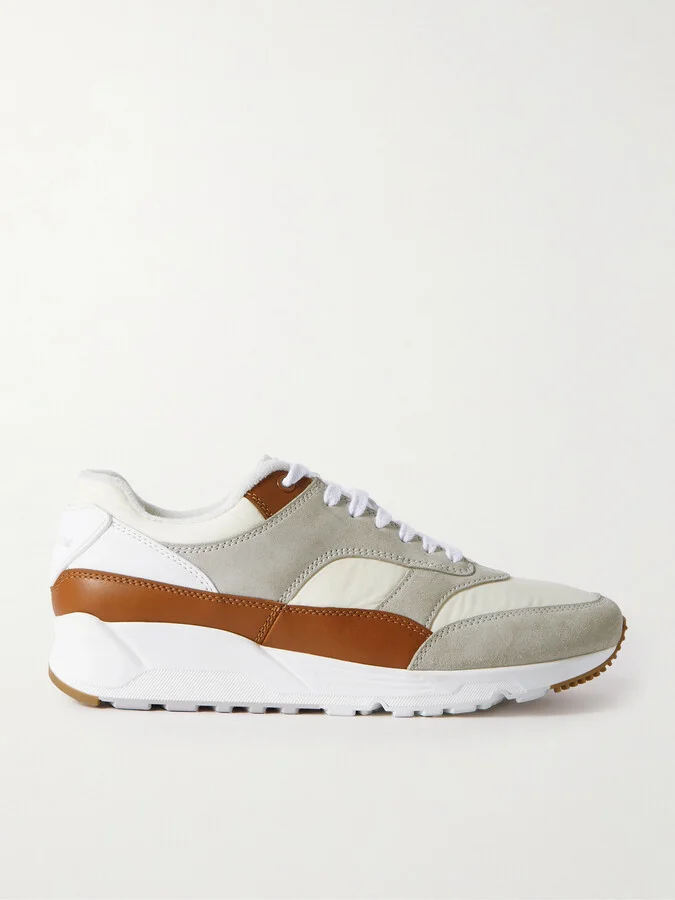 Bump Colour-Block Suede, Shell and Leather Low-Top Sneakers