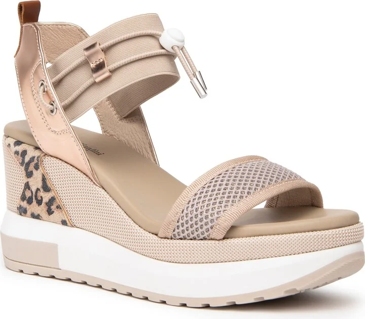 Bungee Metallic Platform Wedge Sandal