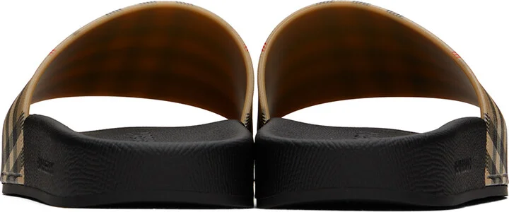 Burberry Beige & Black Check Slides - Image 2