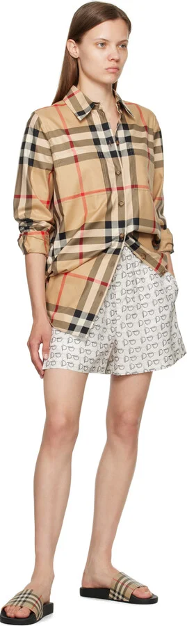 Burberry Beige & Black Check Slides - Image 5