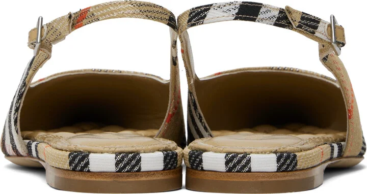 Burberry Beige Check Birdie Slingback Flats - Image 2