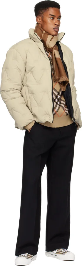 Burberry Beige Check Cotton Sneakers - Image 5