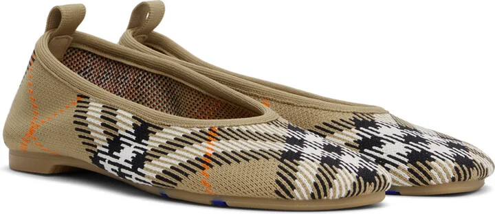 Burberry Beige Check Knit Baby Ballerina Flats - Image 4