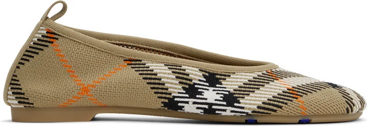 Burberry Beige Check Knit Baby Ballerina Flats