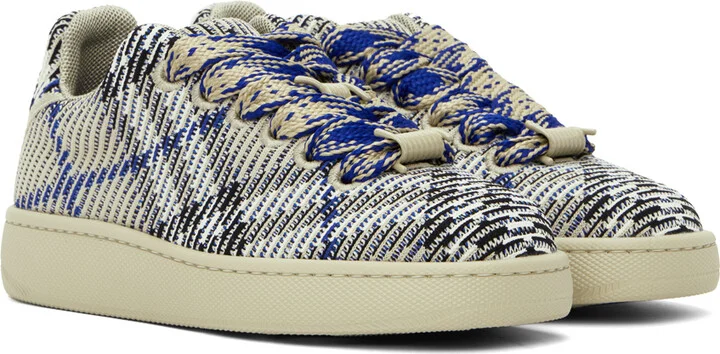 Burberry Beige Check Knit Box Sneakers - Image 4
