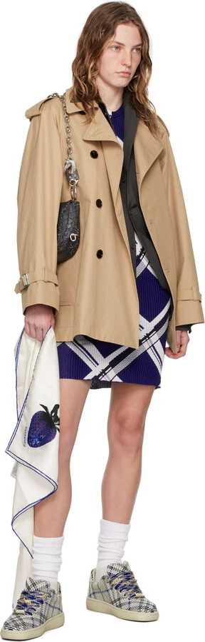 Burberry Beige Check Knit Box Sneakers - Image 5