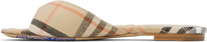 Burberry Beige Check Mews Sandals - Image 3