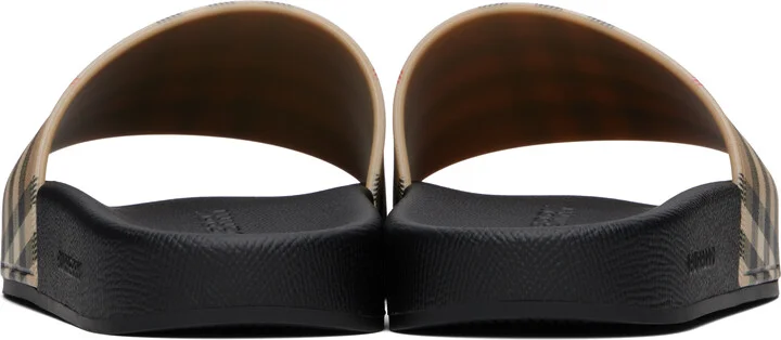 Burberry Beige Check Pool Slides - Image 2