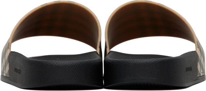 Burberry Beige Check Pool Slides - Image 2