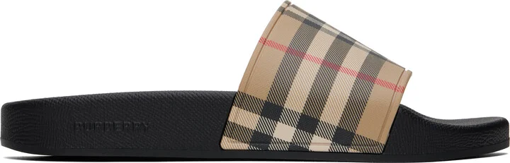 Burberry Beige Check Pool Slides