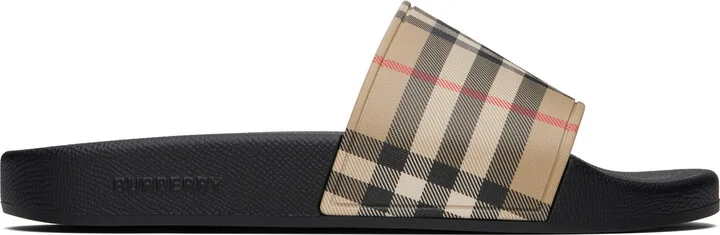 Burberry Beige Check Pool Slides