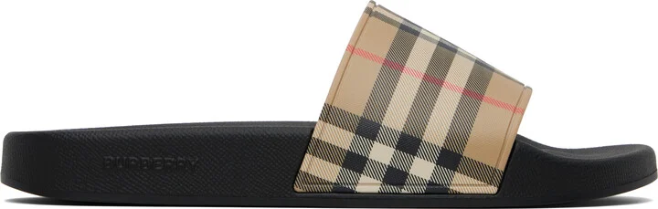 Burberry Beige Check Pool Slides