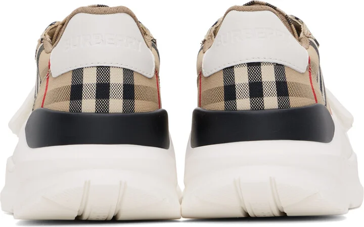 Burberry Beige Check Sneakers - Image 2