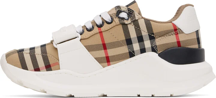 Burberry Beige Check Sneakers - Image 3