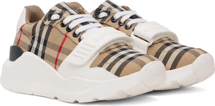 Burberry Beige Check Sneakers - Image 4