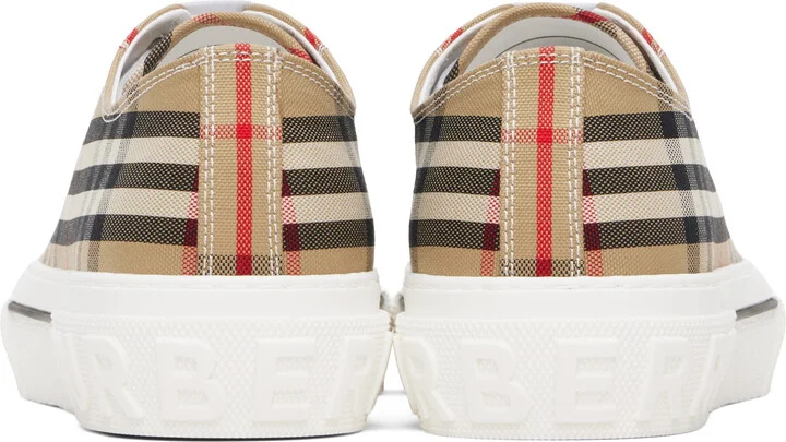 Burberry Beige Check Sneakers - Image 2