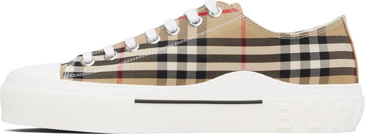 Burberry Beige Check Sneakers - Image 3