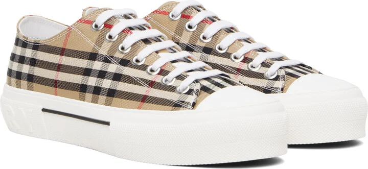 Burberry Beige Check Sneakers - Image 4