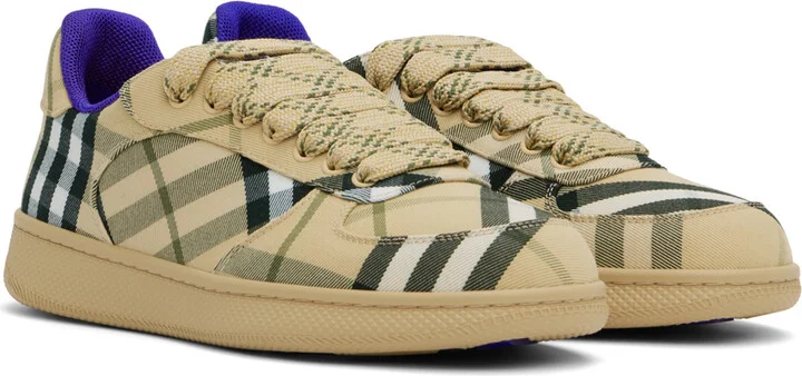 Burberry Beige Check Terrace Sneakers - Image 4