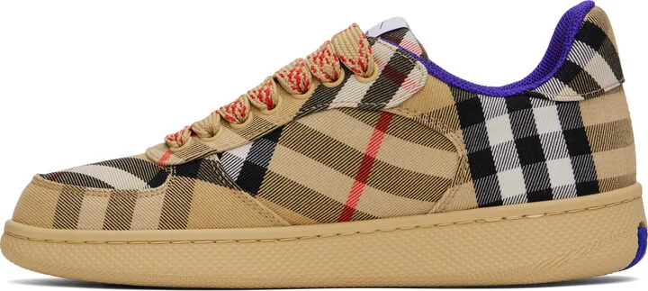 Burberry Beige Check Terrace Sneakers - Image 3