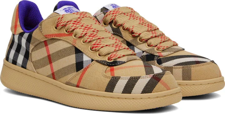 Burberry Beige Check Terrace Sneakers - Image 4